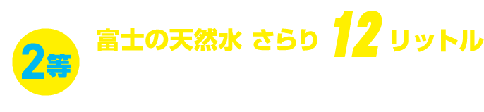 2等:富士の天然水 さらり 12リットル 100名様 ※500mlペットボトル24本